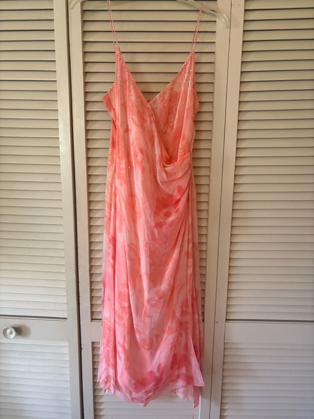 Elegant Pink Cowl Slip Dress with Delicate Spaghetti Straps